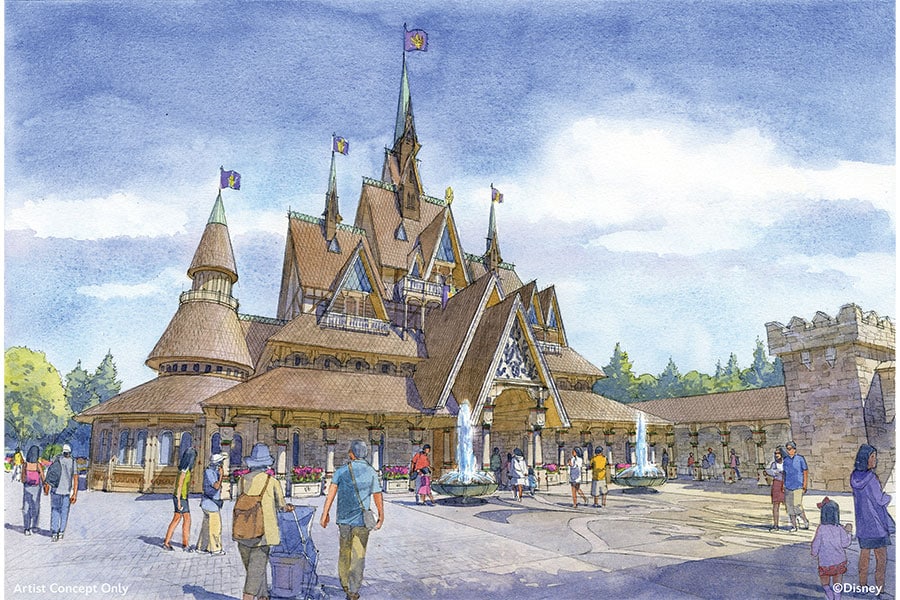 Rendering of Royal Banquet of Arendelle in the new Fantasy Springs opening on June 6, 2024 at Tokyo DisneySea