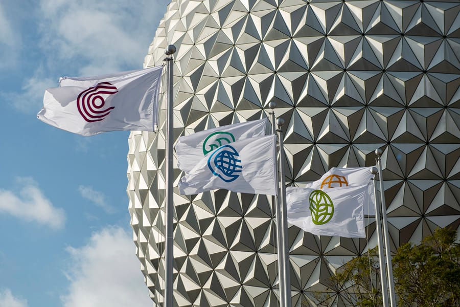 Disney Updates EPCOT Entrance Plaza With New Music, Flags, and LED Light Ribbon