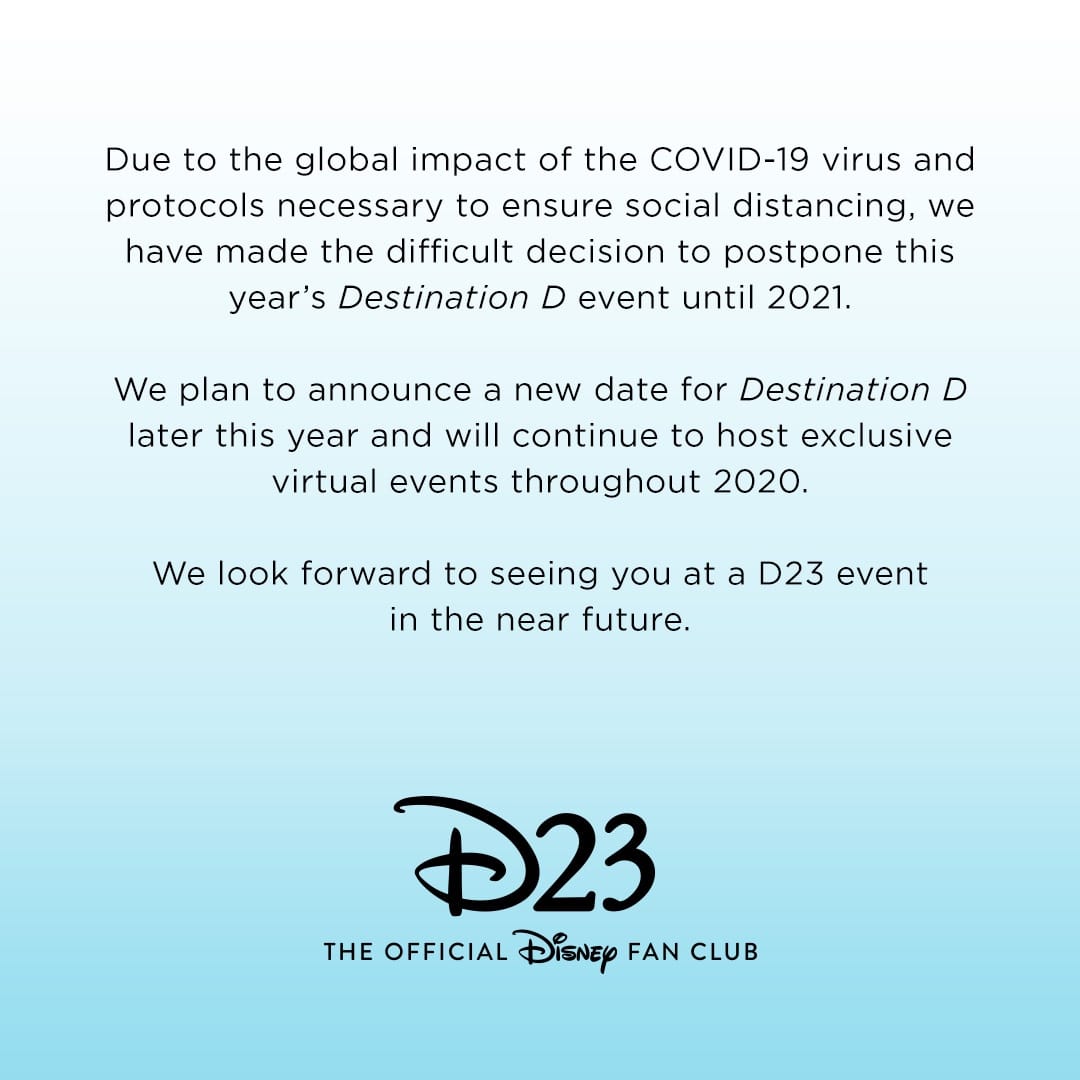 D23’s “Destination D: Fantastic Worlds” Event Postponed Until 2021