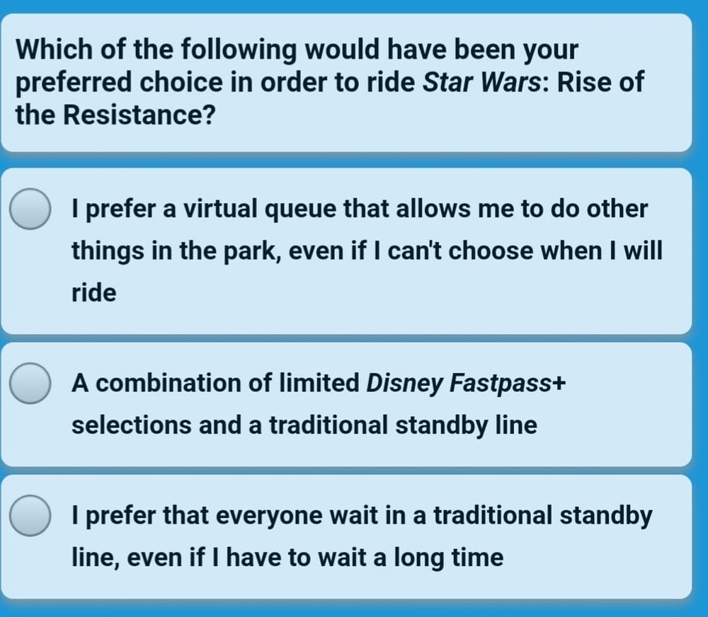 Disney Surveying Guests About New Ways to Ride Star Wars: Rise of the Resistance at Walt Disney World